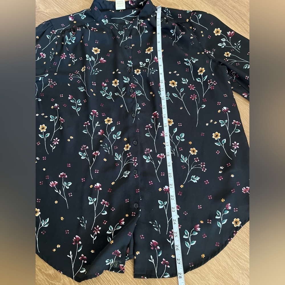 Faded Glory Boxy Long Sleeve Mandarin Collar Floral Blouse, size L - Picture 9 of 11